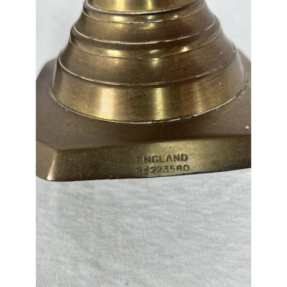 Pair of early 1800s Brass English Beehive Candlesticks, Stamped with‎ Reg # - Picture 10 of 16